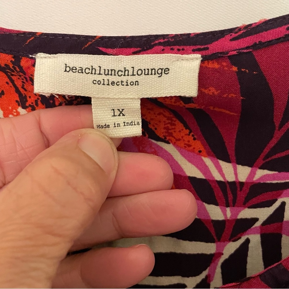 beach lunch lounge Palm Leaf Sun Dress Midi Women 1X Beachy Summer Flowy Orange - Picture 5 of 9